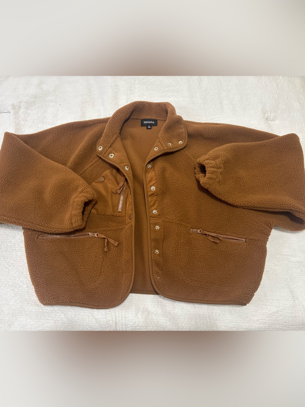Zenana Outfitters Caramel Brown Sherpa Jacket